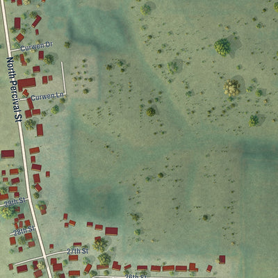 Second close-up of the map of Hazel Green, Wisconsin print showing more streets and buildings