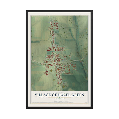 Map of Hazel Green, Wisconsin, 12 x 18 inch print in a black wood frame