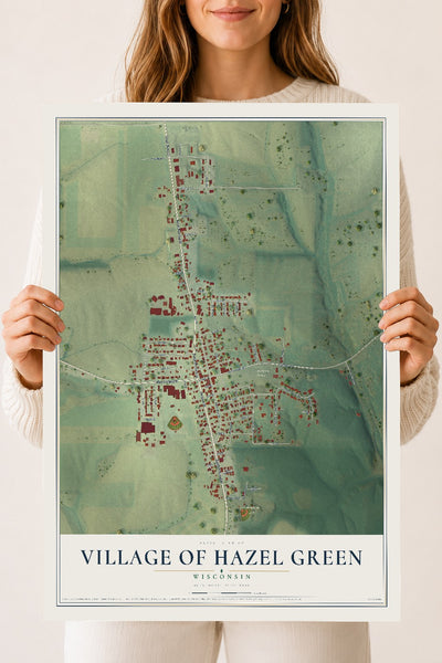 Map of Hazel Green, Wisconsin, 18 x 24 inch unframed archival matte print