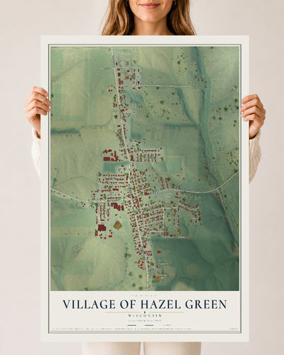 Map of Hazel Green, Wisconsin, 24 x 36 inch unframed archival matte print