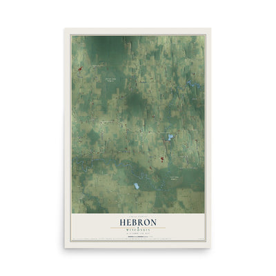 Map of Hebron, Wisconsin, 12 x 18 inch unframed archival matte print