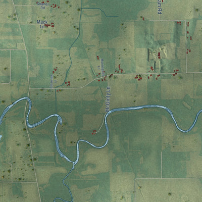 Second close-up of the map of Hebron, Wisconsin print showing more streets and buildings