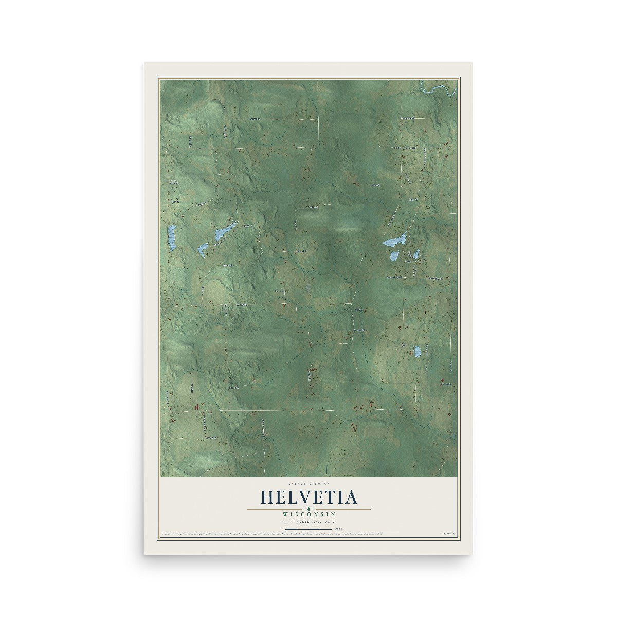 Map of Helvetia, Wisconsin, 12 x 18 inch unframed archival matte print