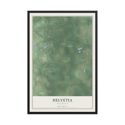 Map of Helvetia, Wisconsin, 12 x 18 inch print in a black wood frame