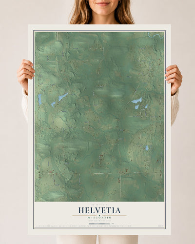Map of Helvetia, Wisconsin, 24 x 36 inch unframed archival matte print