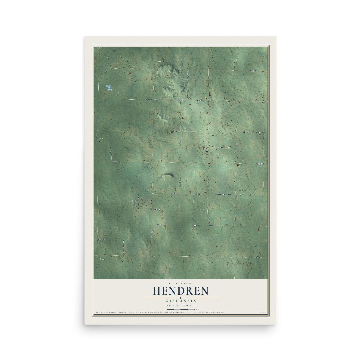 Map of Hendren, Wisconsin, 12 x 18 inch unframed archival matte print