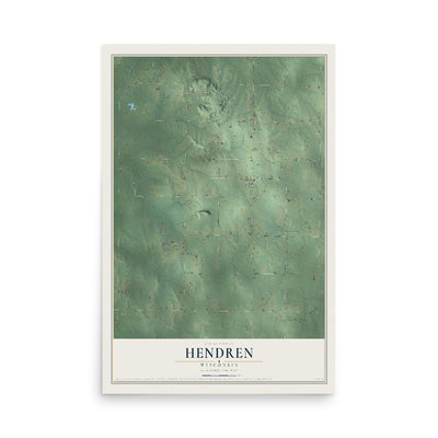 Map of Hendren, Wisconsin, 12 x 18 inch unframed archival matte print