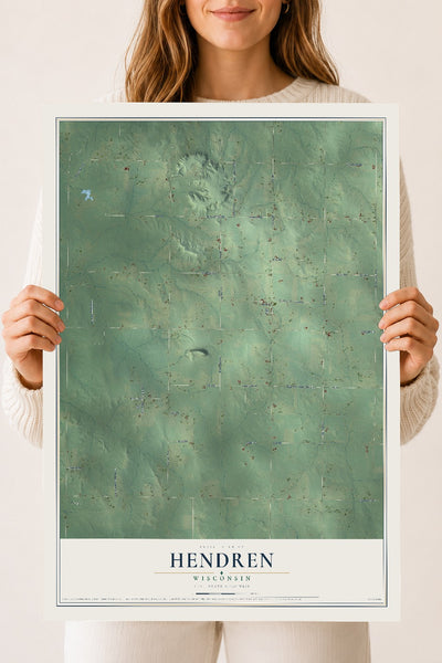 Map of Hendren, Wisconsin, 18 x 24 inch unframed archival matte print