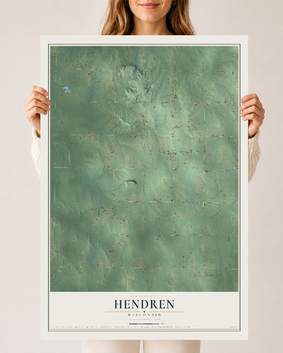 Map of Hendren, Wisconsin, 24 x 36 inch unframed archival matte print