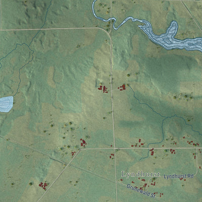 Second close-up of the map of Herman, Shawano County, Wisconsin print showing more streets and buildings