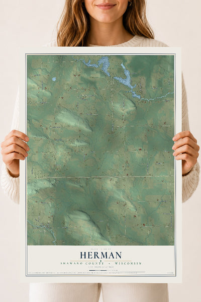 Map of Herman, Shawano County, Wisconsin, 18 x 24 inch unframed archival matte print