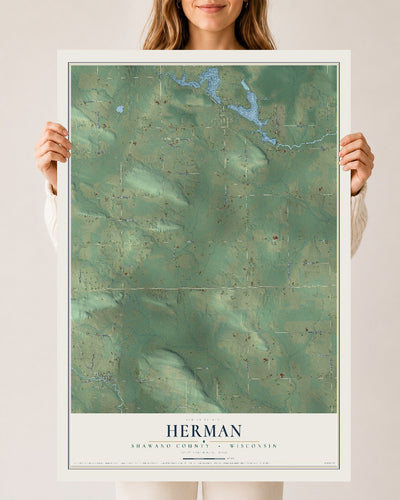 Map of Herman, Shawano County, Wisconsin, 24 x 36 inch unframed archival matte print