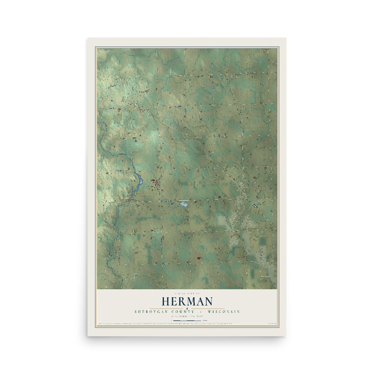 Map of Herman, Sheboygan County, Wisconsin, 12 x 18 inch unframed archival matte print