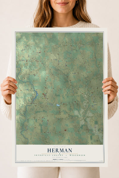 Map of Herman, Sheboygan County, Wisconsin, 18 x 24 inch unframed archival matte print
