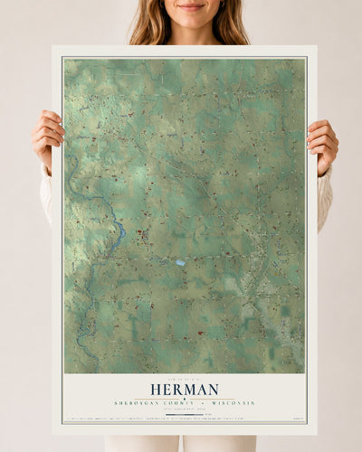 Map of Herman, Sheboygan County, Wisconsin, 24 x 36 inch unframed archival matte print