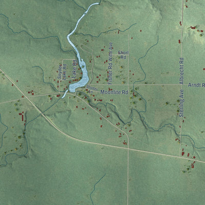 Close-up of the map of Hewett, Wisconsin print showing street and building detail
