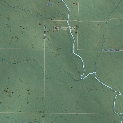 Second close-up of the map of Hewett, Wisconsin print showing more streets and buildings