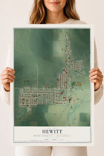Map of Hewitt, Wood County, Wisconsin, 18 x 24 inch unframed archival matte print