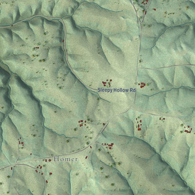 Second close-up of the map of Hickory Grove, Wisconsin print showing more streets and buildings