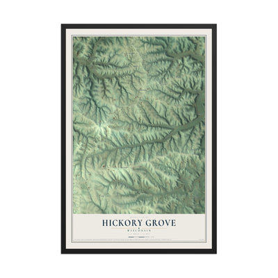 Map of Hickory Grove, Wisconsin, 12 x 18 inch print in a black wood frame