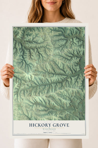 Map of Hickory Grove, Wisconsin, 18 x 24 inch unframed archival matte print
