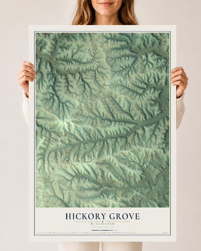 Map of Hickory Grove, Wisconsin, 24 x 36 inch unframed archival matte print
