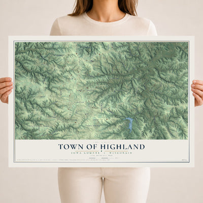 Map of the Town of Highland, Iowa County, Wisconsin, 18 x 24 inch unframed archival matte print