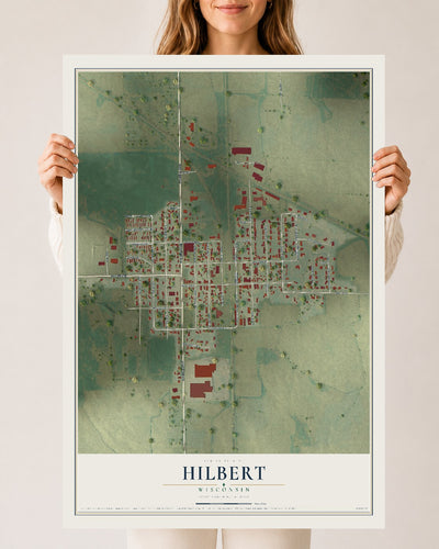 Map of Hilbert, Wisconsin, 24 x 36 inch unframed archival matte print