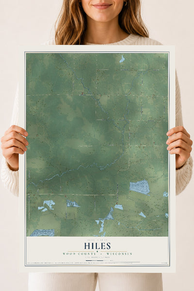 Map of Hiles, Wood County, Wisconsin, 18 x 24 inch unframed archival matte print
