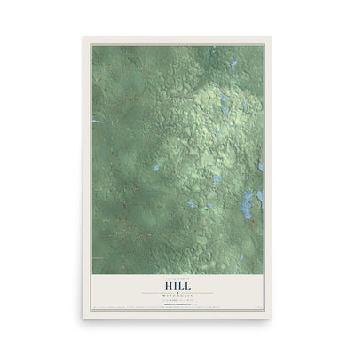 Map of Hill, Wisconsin, 12 x 18 inch unframed archival matte print