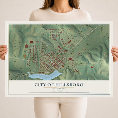Map of Hillsboro, Wisconsin, 18 x 24 inch unframed archival matte print