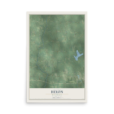 Map of Hixon, Wisconsin, 12 x 18 inch unframed archival matte print
