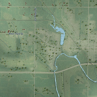 Close-up of the map of Hixon, Wisconsin print showing street and building detail