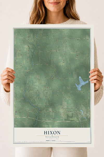 Map of Hixon, Wisconsin, 18 x 24 inch unframed archival matte print
