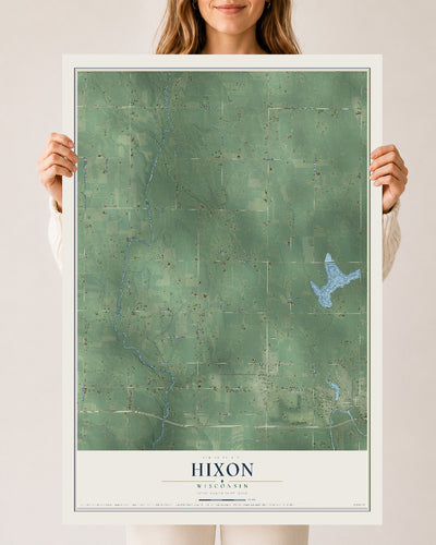 Map of Hixon, Wisconsin, 24 x 36 inch unframed archival matte print
