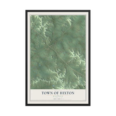 Map of the Town of Hixton, Wisconsin, 12 x 18 inch print in a black wood frame