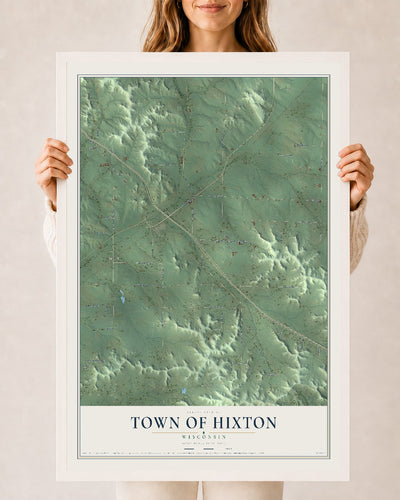 Map of the Town of Hixton, Wisconsin, 24 x 36 inch print in a white wood frame