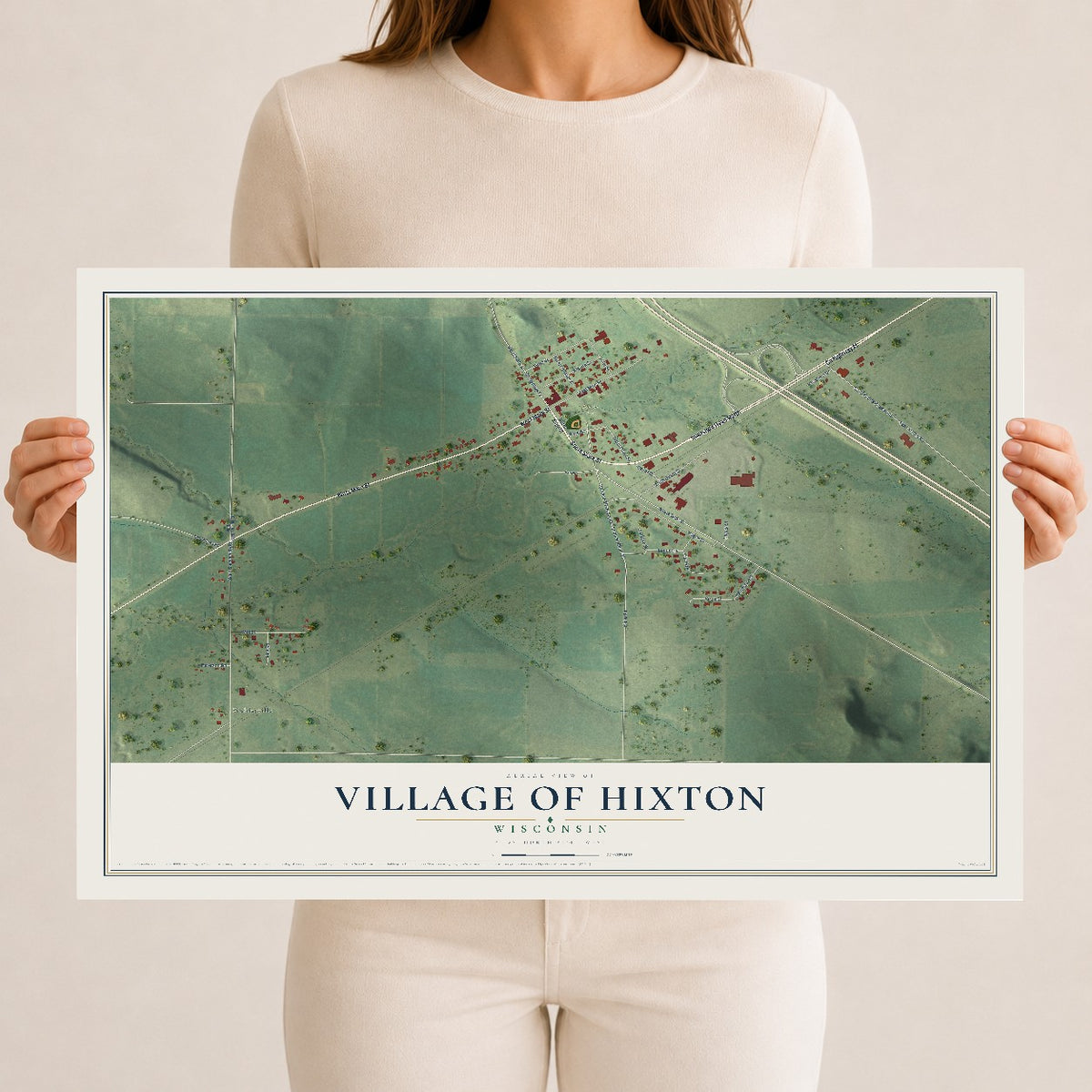 Map of Hixton, Wisconsin, 12 x 18 inch unframed archival matte print