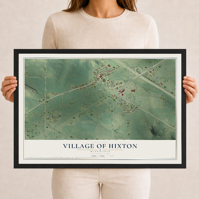 Map of Hixton, Wisconsin, 12 x 18 inch print in a black wood frame