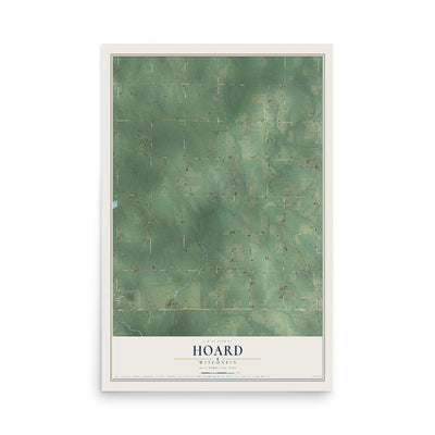 Map of Hoard, Wisconsin, 12 x 18 inch unframed archival matte print
