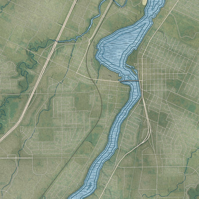 Second close-up of the map of Hobart, Wisconsin print showing more streets and buildings