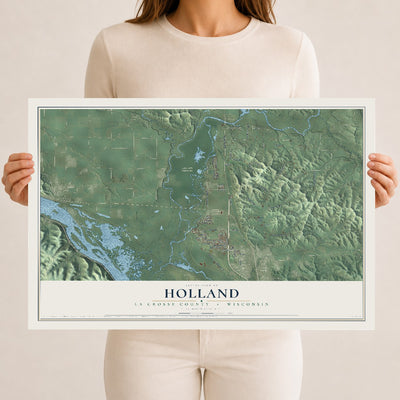 Map of Holland, La Crosse County, Wisconsin, 12 x 18 inch unframed archival matte print