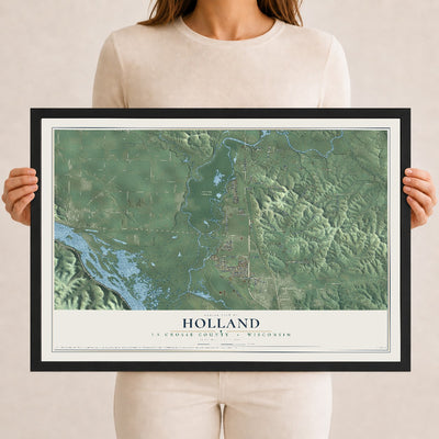 Map of Holland, La Crosse County, Wisconsin, 12 x 18 inch print in a black wood frame