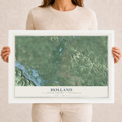 Map of Holland, La Crosse County, Wisconsin, 12 x 18 inch print in a white wood frame
