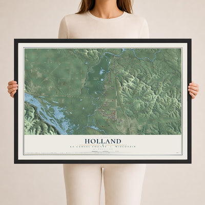Map of Holland, La Crosse County, Wisconsin, 24 x 36 inch print in a black wood frame