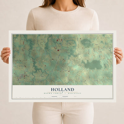 Map of Holland, Brown County, Wisconsin, 12 x 18 inch unframed archival matte print