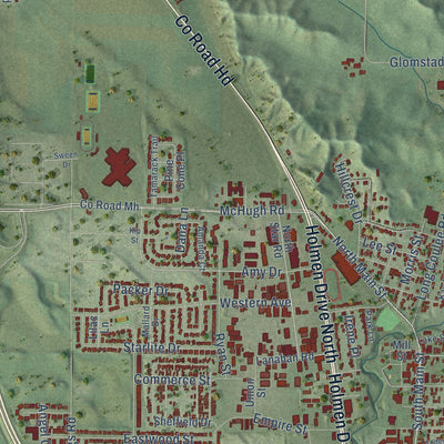 Second close-up of the map of Holmen, Wisconsin print showing more streets and buildings
