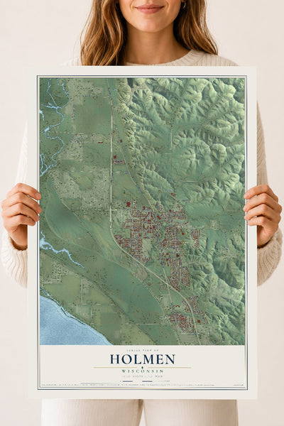 Map of Holmen, Wisconsin, 18 x 24 inch unframed archival matte print