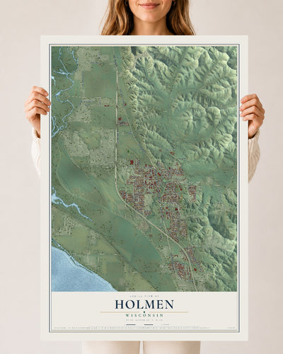 Map of Holmen, Wisconsin, 24 x 36 inch unframed archival matte print