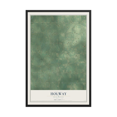 Map of Holway, Wisconsin, 12 x 18 inch print in a black wood frame